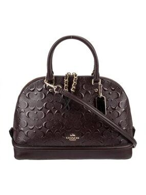 COACH Signature Debossed Patent Leather Sierra Satchel In IM/Oxblood 1